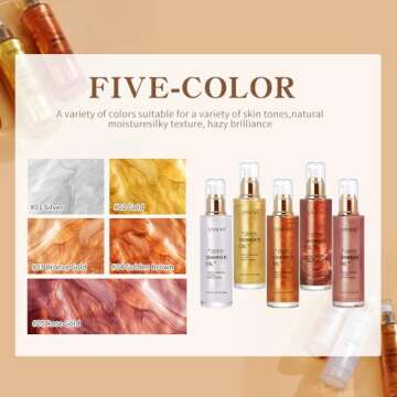 Liyalan Shimmer Body Oil 5 Color Bronze 3.38 Fl Oz Face Glow Pearl Highlighter Illuminator Body Makeup Shine Glitter Gold Liquid Taning