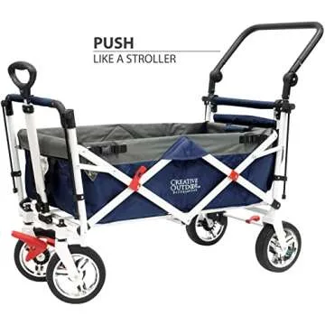 Creative Outdoor Push Pull Stroller Wagon for Kids, 150lbs Weight Capacity, All-Terrain Collapsible ...