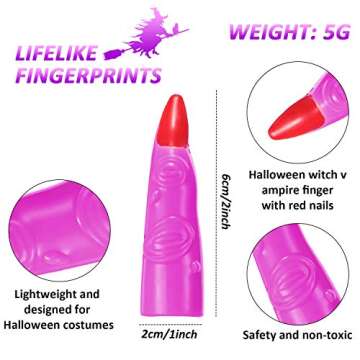 Gejoy 20 Pieces Witches Cosplay Accessories Includes 10 Witches Fingers Martian Costume Fake Vampire Nails and 10 Eye Finger Puppets for Easter Party Cosplay