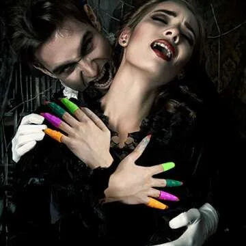 Gejoy 20 Pieces Witches Cosplay Accessories Includes 10 Witches Fingers Martian Costume Fake Vampire Nails and 10 Eye Finger Puppets for Easter Party Cosplay