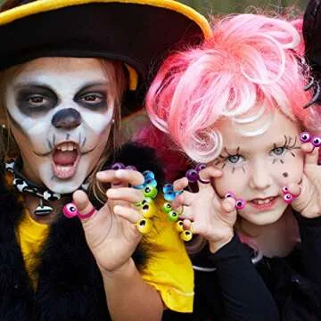 Gejoy 20 Pieces Witches Cosplay Accessories Includes 10 Witches Fingers Martian Costume Fake Vampire Nails and 10 Eye Finger Puppets for Easter Party Cosplay