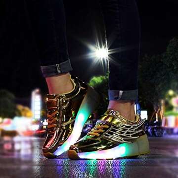 YCOMI Kids LED Light Up Single Wheel Skate Shoes