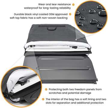 Freedom Panel Hard Top Storage Bag with Handle for 2007-2024 Jeep Wrangler JK JKU JL JLU Sports Sahara Freedom Rubicon Unlimited Gladiator JT 2-Door & 4-Door (Black)