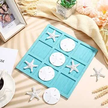 Sumind Beach House Decor Tic Tac Toe Game for All Ages