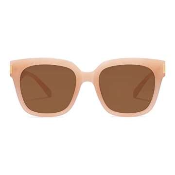 SOJOS Polarized Sunglasses for Women Men Trendy Square Glasses SJ2149,Brown/Brown