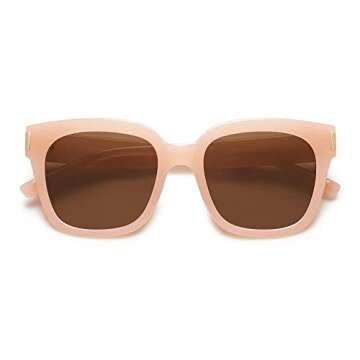 SOJOS Polarized Sunglasses for Women Men Trendy Square Glasses SJ2149,Brown/Brown