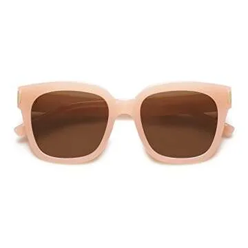 SOJOS Polarized Sunglasses for Women Men Trendy Square Glasses SJ2149,Brown/Brown