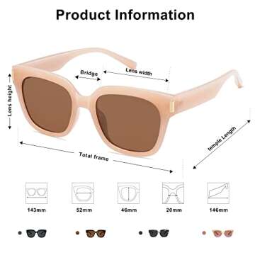 SOJOS Polarized Sunglasses for Women Men Trendy Square Glasses SJ2149,Brown/Brown
