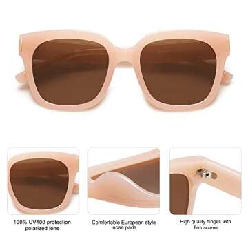 SOJOS Polarized Sunglasses for Women Men Trendy Square Glasses SJ2149,Brown/Brown