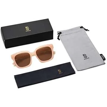 SOJOS Polarized Sunglasses for Women Men Trendy Square Glasses SJ2149,Brown/Brown