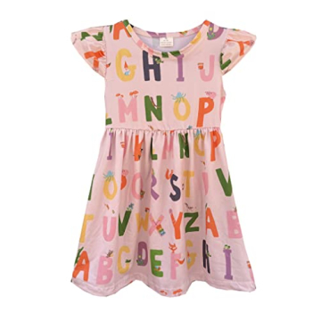 Toddler Little Girls Back to School Dresses -Apple, Pencils, Notebooks, Bookworm, School Bus，Glue,...