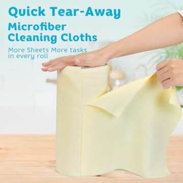 Matthew Microfiber Cleaning Cloth Roll 72Pack (12" x 12") Reusable Paper Towels&Washable Tear Away T...