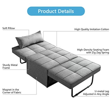 Vonanda 4-in-1 Convertible Sofa Bed Space-Saving Ottoman Guest Bed