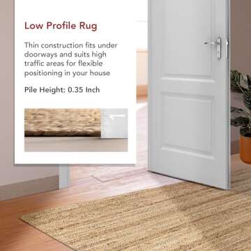 nuLOOM 8 Round Rigo Jute Hand Woven Area Rug, Natural, Solid Farmhouse Design, Natural Fiber, For Bedroom, Living Room, Dining Room, Hallway, Office, Kitchen, Entryway
