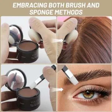 VOLLUCK Root Touch Up Hair Powder Root Cover Up Hairline Shadow Powder Stick for Thinning Hair for Women and Men, Bald Spots, Eyebrows, Beard Line, Medium-Brown