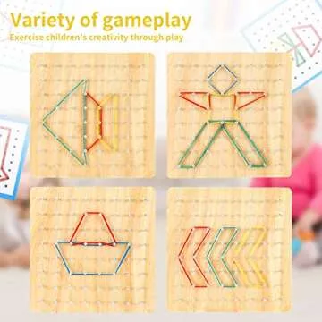 HEELWIRE Wooden Geoboard,Montessori Toy,Graphical Mathematical Education Toy for Kids with Pattern C...