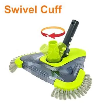 Sepetrel Upgrade Pool Vacuum Head with Side Brush & Universal Rotatable Hose Adapter, Weighted Trian...