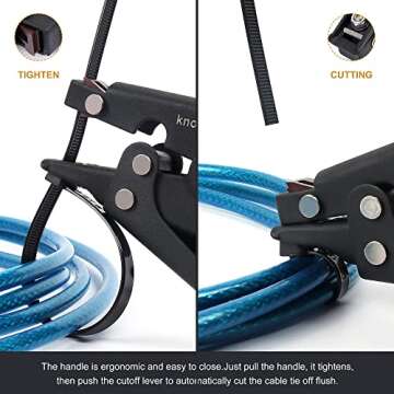 Cable Tie Tool,Knoweasy Zip Tie Tool and Tensioning and Cutting Tool for Plastic or Nylon Cable Tie
