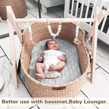 Wooden Baby Gym with 6 Detachable Toys for Infants