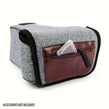 USA GEAR DSLR Camera Sleeve with Neoprene Protection, Holster Belt Loop and Accessory Storage - Compatible with Canon EOS Rebel T7, 850D, 250D, R7, Nikon D3500, D5600 and More - Grey Woven Pattern