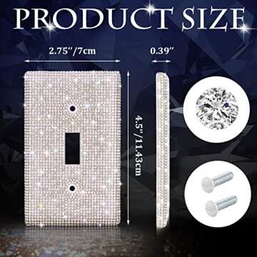 4 Pcs Shiny Rhinestones Wall Plate Light Switch Cover Outlet Covers Wall Plate Cover Light Switch Cover Decorative Bling Light Switch Cover for Home Decor (Silver)