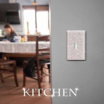 4 Pcs Shiny Rhinestones Wall Plate Light Switch Cover Outlet Covers Wall Plate Cover Light Switch Cover Decorative Bling Light Switch Cover for Home Decor (Silver)