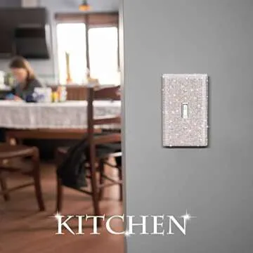 4 Pcs Shiny Rhinestones Wall Plate Light Switch Cover Outlet Covers Wall Plate Cover Light Switch Cover Decorative Bling Light Switch Cover for Home Decor (Silver)