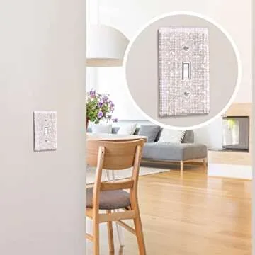 4 Pcs Shiny Rhinestones Wall Plate Light Switch Cover Outlet Covers Wall Plate Cover Light Switch Cover Decorative Bling Light Switch Cover for Home Decor (Silver)