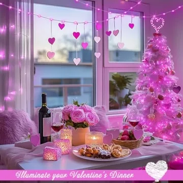 JMEXSUSS 4 Pack Pink LED Fairy Lights for Valentine's Day