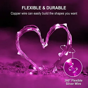 JMEXSUSS 4 Pack Pink LED Fairy Lights for Valentine's Day