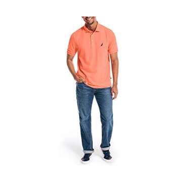 Nautica Men's Solid Cotton Pique Polo Shirt - Pale Coral