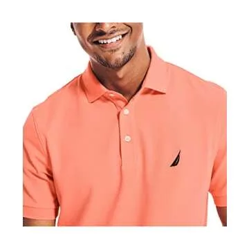 Nautica Men's Solid Cotton Pique Polo Shirt - Pale Coral