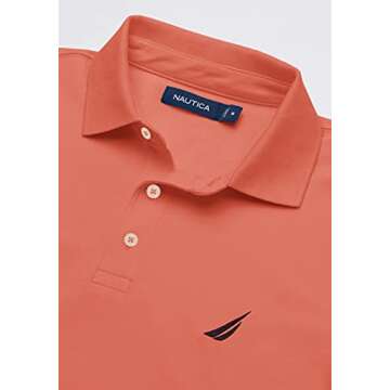 Nautica Men's Solid Cotton Pique Polo Shirt - Pale Coral