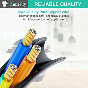 Zonefly Original Power Cord Compatible for Instant Pot Electric Pressure Cooker, Power Quick Pot, Rice Cooker, Soy Milk Maker, Microwaves and More Kitchen Appliances Replacement Cable