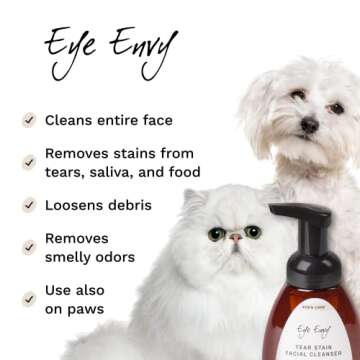 Eye Envy Tear Stain Facial Cleanser for Dogs and Cats. Washes Away Crusty Eye Debris, Eye Boogers, Eye Discharge. Tearless Foaming Formula. Treats The Cause of Staining. All-Natural. 8.45 fl. oz.