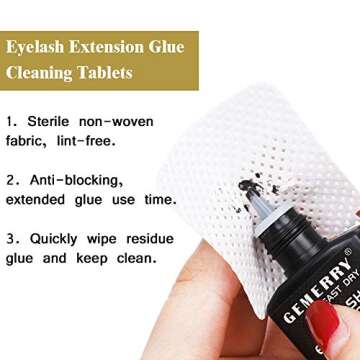 Lash Extension Supplies 200PCS Lint Free Adhesive Wipes Eyelash Extensions Glue Wipes Super Absorbent Nail Polish Remover Wipes Adhesive Nozzle Wipes Cotton Free Non-Woven Fabric Pads by GEMERRY