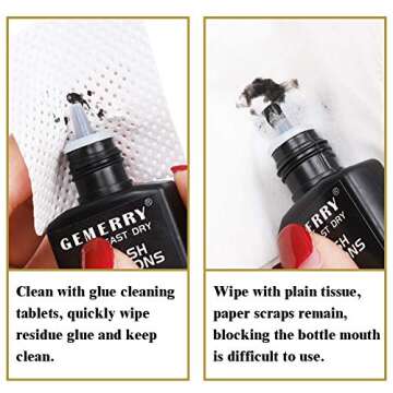 Lash Extension Supplies 200PCS Lint Free Adhesive Wipes Eyelash Extensions Glue Wipes Super Absorbent Nail Polish Remover Wipes Adhesive Nozzle Wipes Cotton Free Non-Woven Fabric Pads by GEMERRY