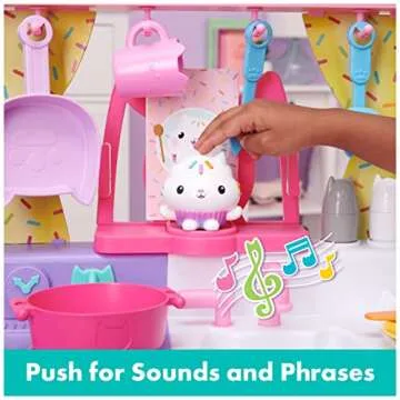 Gabby’s Dollhouse, Cakey Kitchen Set for Kids with Play Kitchen Accessories, Play Food, Sounds, Music and Kids Toys for Girls and Boys Ages 3 and up