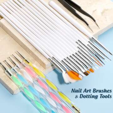 FANDAMEI Nail Tools, Nail Art Brushes Set, Nail Art Dotting Tools, Nail Stickers, Butterfly Nail Art...