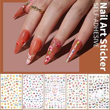 FANDAMEI Nail Tools, Nail Art Brushes Set, Nail Art Dotting Tools, Nail Stickers, Butterfly Nail Art Sequins, Nail Foils, Nail Art Flakes Iridescent, Rhinestones For Nails Design, Nail Art Kits