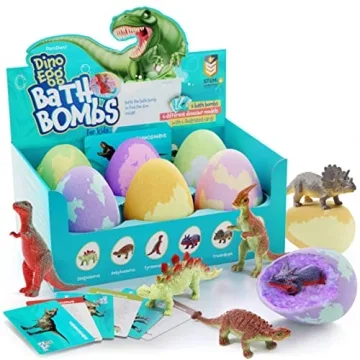 Dan&Darci Dino Egg Bath Bombs for Kids - Fun & Educational Bath Toys with Surprises