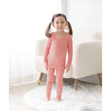 AVAUMA Baby Boys Girls Pajama Set 6M-7T Kids Cute Toddler Snug fit Pattern Design Pjs Cotton Sleepwear (Check.Red.JS)