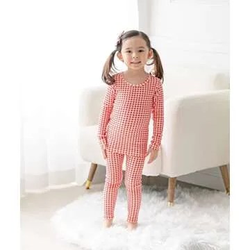 AVAUMA Baby Boys Girls Pajama Set 6M-7T Kids Cute Toddler Snug fit Pattern Design Pjs Cotton Sleepwear (Check.Red.JS)