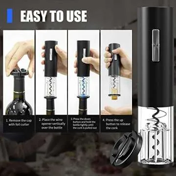 Electric Wine Opener TEBIKIN Rechargeable Wine Bottle Opener Set, Type-C Port Automatic Corkscrew wi...