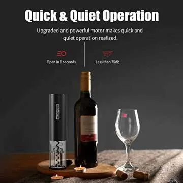 Electric Wine Opener TEBIKIN Rechargeable Wine Bottle Opener Set, Type-C Port Automatic Corkscrew with Blue Led Indicator, Vacuum Stopper, Pourer, Foil Cutter