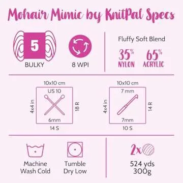 Mohair Mimic Soft Chunky Acrylic Yarn for Crocheting, 2 Skeins, 524Yds/300G, Free Pattern - #5 Bulky Weight Variegated Yarn for Knitting - Dolphin Gray