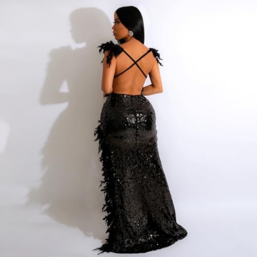 Sexy Feather Sequin Prom Dress for Elegant Evenings