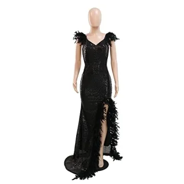 Sexy Feather Sequin Prom Dress for Elegant Evenings