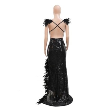 Sexy Feather Sequin Prom Dress for Elegant Evenings