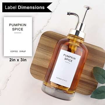 84 Syrup Labels for Bar Accessories, Minimalist Fancy Decor, Waterproof Labels for Bottles (2 x 3 inch)